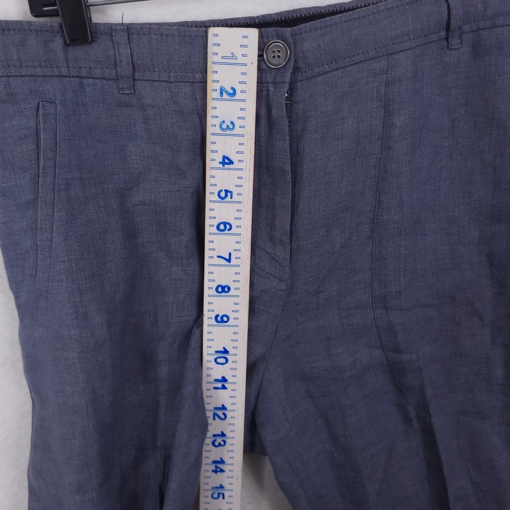 J.Crew Linen Trousers Women 12 Blue Straight Leg Lightweight Summer 34x29 - Picture 11 of 13